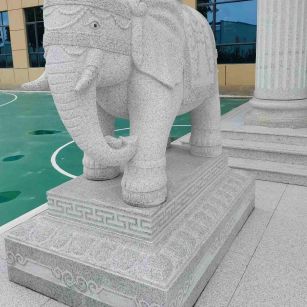 宜春 白麻花岗岩动物异形石雕-大象