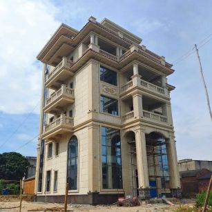 宜春 黄金麻花岗岩石材别墅外墙干挂搭配（雕花栏杆花瓶柱门楼罗马柱）