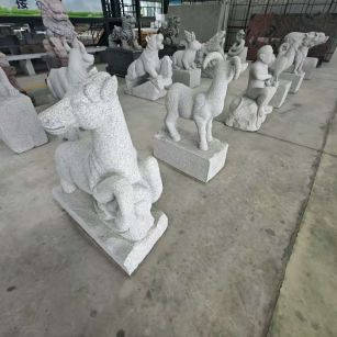 宜春 芝麻白花岗岩造型立体雕刻——十二生肖