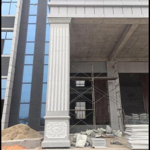 宜春 芝麻白光面花岗岩门楼大柱（罗马柱）配雕花底座