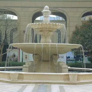 宜春 黄金麻花岗岩异型加工——户外庭院石雕流水喷泉