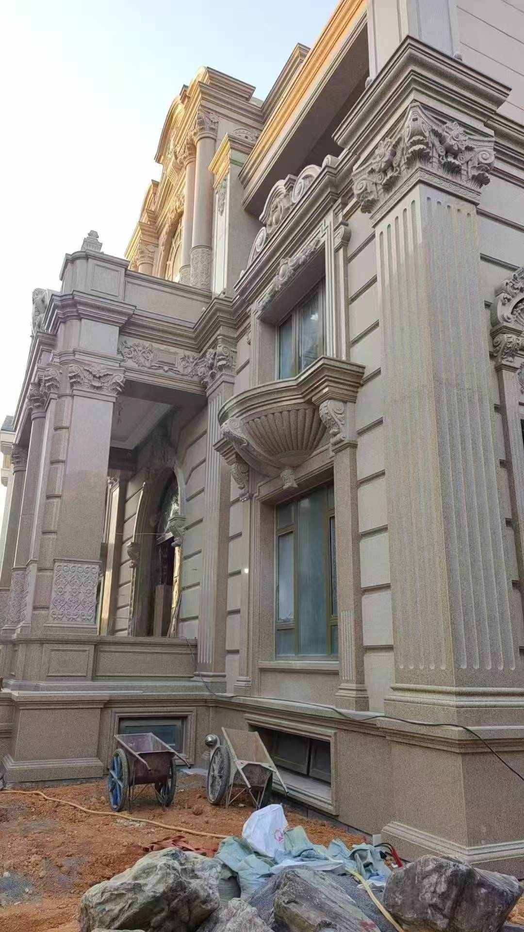 宜春 黄金麻花岗岩光面别墅外墙干挂施工完成