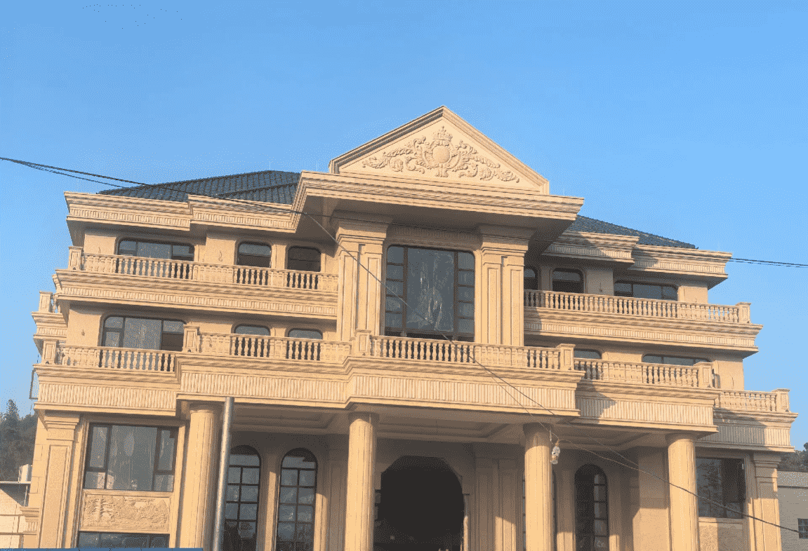 宜春黄金麻别墅外墙干挂石材效果示例