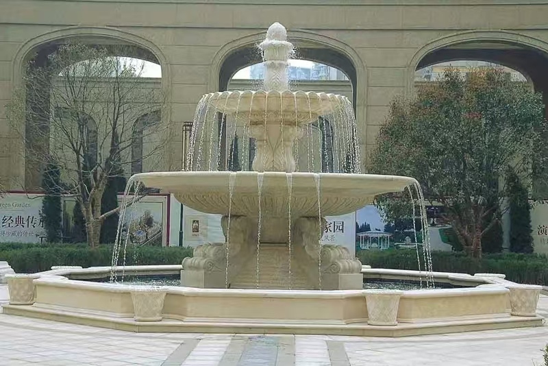 宜春 黄金麻花岗岩异型加工——户外庭院石雕流水喷泉